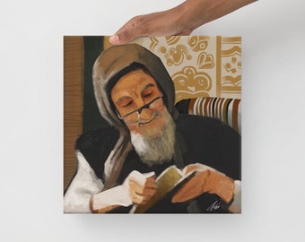 Baba Sali Portrait Canvas | Sephardic Rabbi Judaica Wall Art | Jewish Heritage Home Print