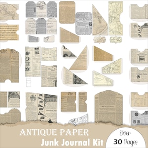 Kit vintage pour journaux indésirables, papiers anciens, papier journal et cartes, lot de journaux indésirables, pochettes pour étiquettes, téléchargement numérique imprimable au format PDF