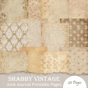Shabby Vintage Junk Journal Hintergrund Papiere Antik alte Scrapbook Seiten Distressed Braun Muster Alte Tapete Grungy Neutral PDF