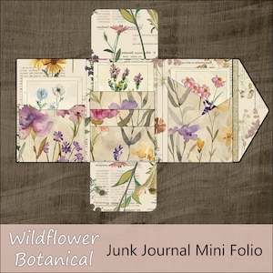 Botanical Mini Folio Junk Journal Kit Wildflower Floral Mini-Folio Trifold  Naturalist Flower Printable Digital PDF Download