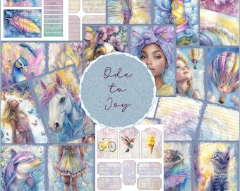 Bright Printable Junk Journal Kit Whimsical Cheerful Spring Boho Journal Pages PDF Download