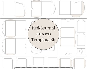 Junk Journal Blank Template Kit - 30+ Printable Templates for Pockets, Tags & Envelopes - JPG and PNG Digital Download