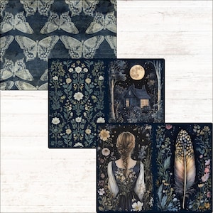 Midnight Garden Junk Journal Kit Printable Dark Floral Digital Papers ...