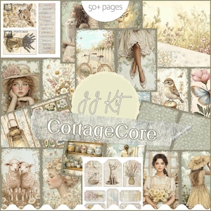 Kit de journal indésirable CottageCore, pages de journal de campagne imprimables, pré, pages d'arrière-plan numériques PDF de printemps