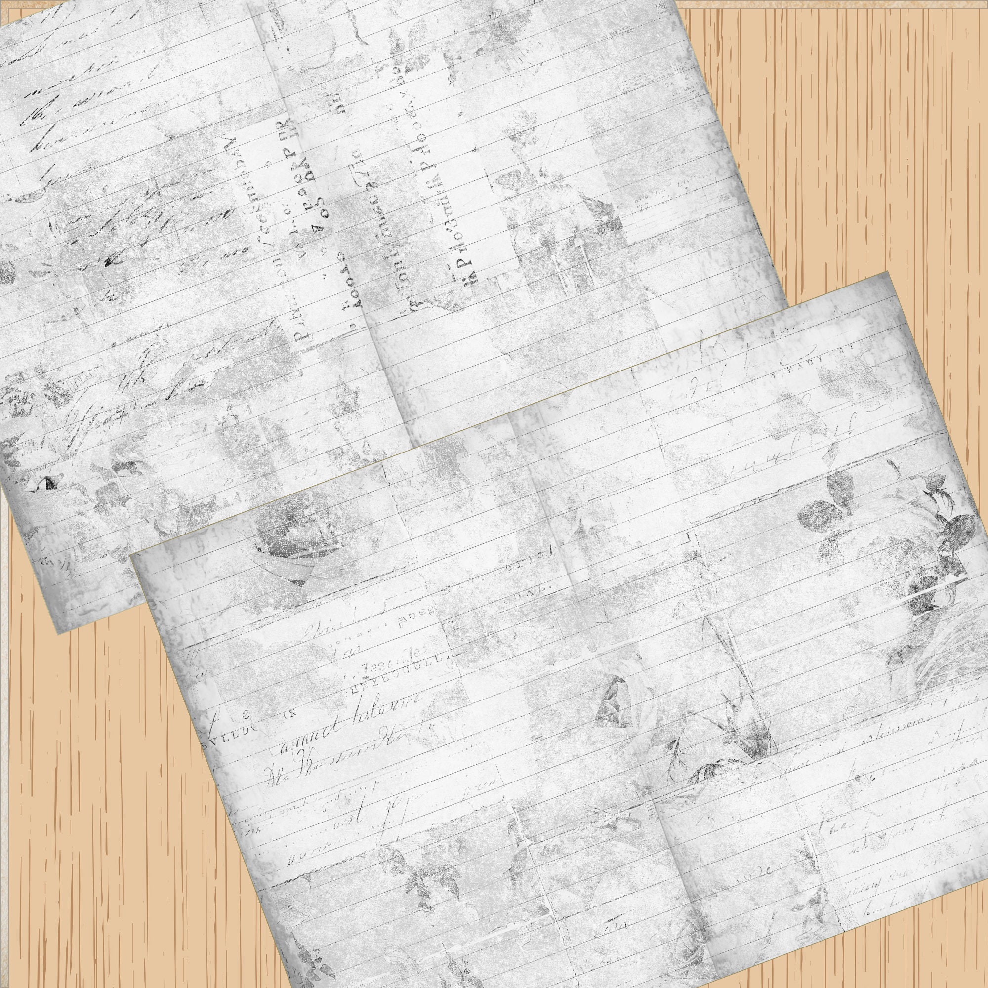 Black & White Junk Journal Paper, Black and White Shabby Chic Junk ...