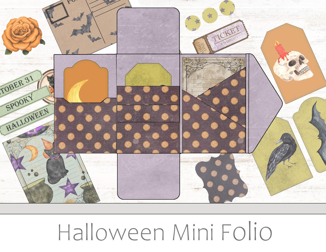 Printable Classic Halloween Mini Folio Kit Digital Spooky Junk Journal ...