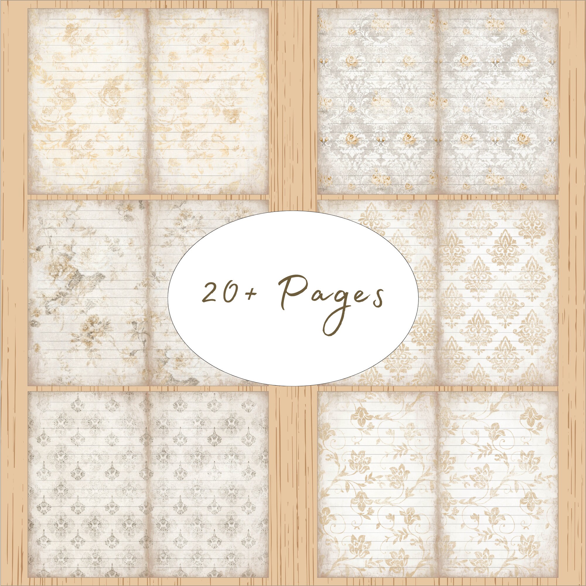 Brown Shabby Chic Junk Journal Background Paper, Junk