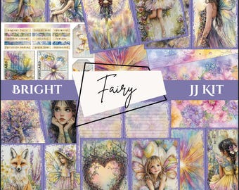 Printable Fairy Junk Journal Kit Bright Fairy Journal Pages Pastel PDF Digital Download