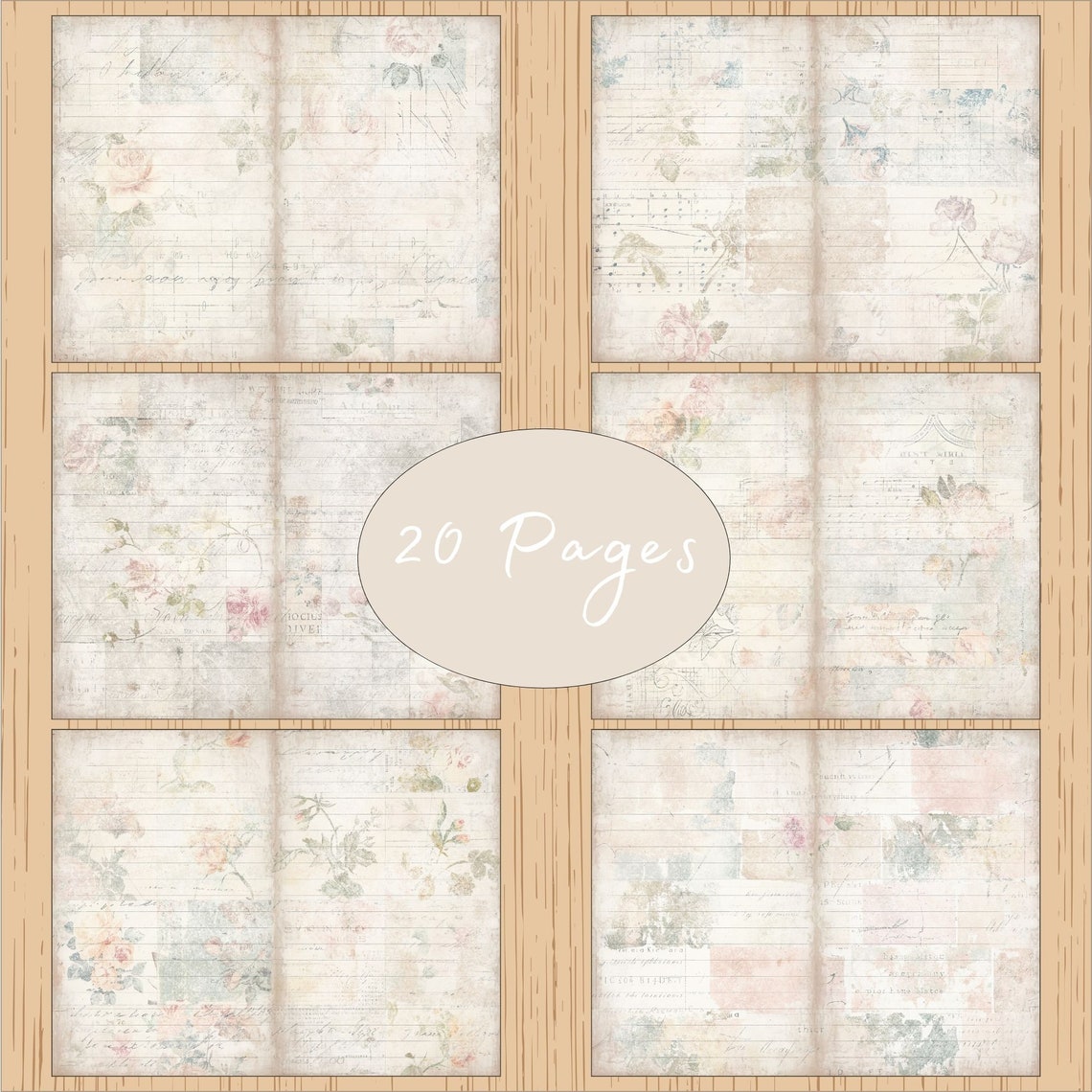 Shabby Chic Vintage Floral Junk Journal Signature Pages Background ...