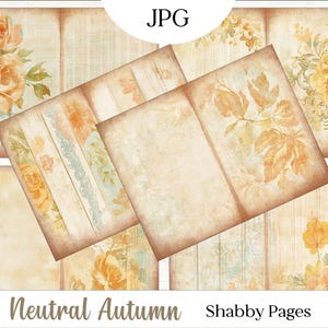 Autumn Harvest Junk Journal Paper Vintage Fall Journal Pages Watercolor Pumpkin Floral Digital Background Papers Printable JPG Download