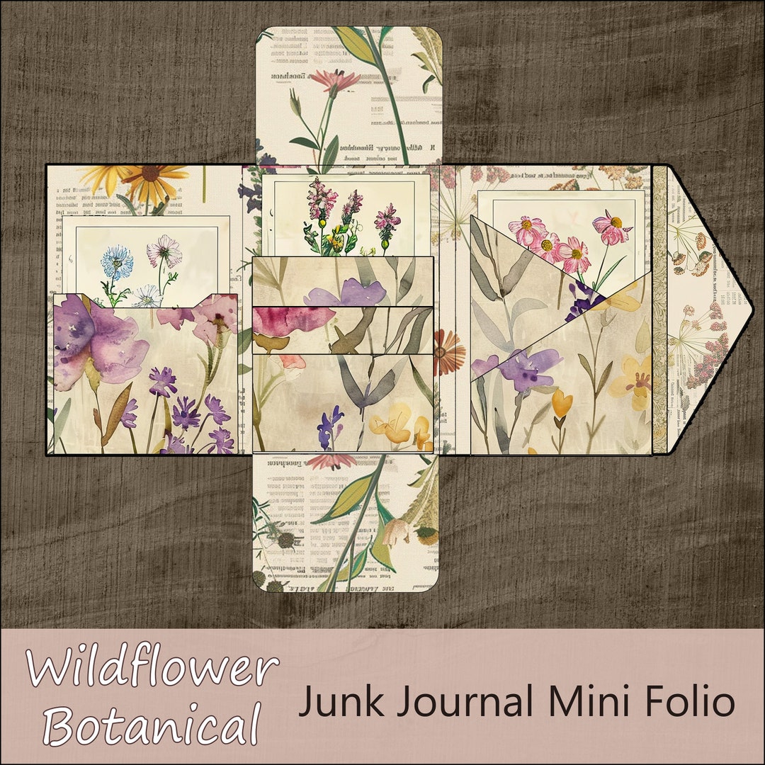 Botanical Mini Folio Junk Journal Kit Wildflower Floral Mini-folio ...