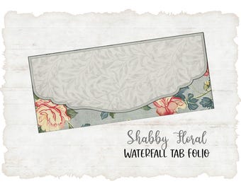 Sage Shabby Floral Folio Stampabile Rose Junk Journal Kit Carta da parati Vintage Cascata Digitale Tab Flip Grungy Ephemera PDF Scarica