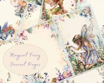 Junk Journal Fairy Signature Paper, Fantasy Fairy Junk Journal Pages, Fairy Background Double Pages, Digital Printable PDF Download
