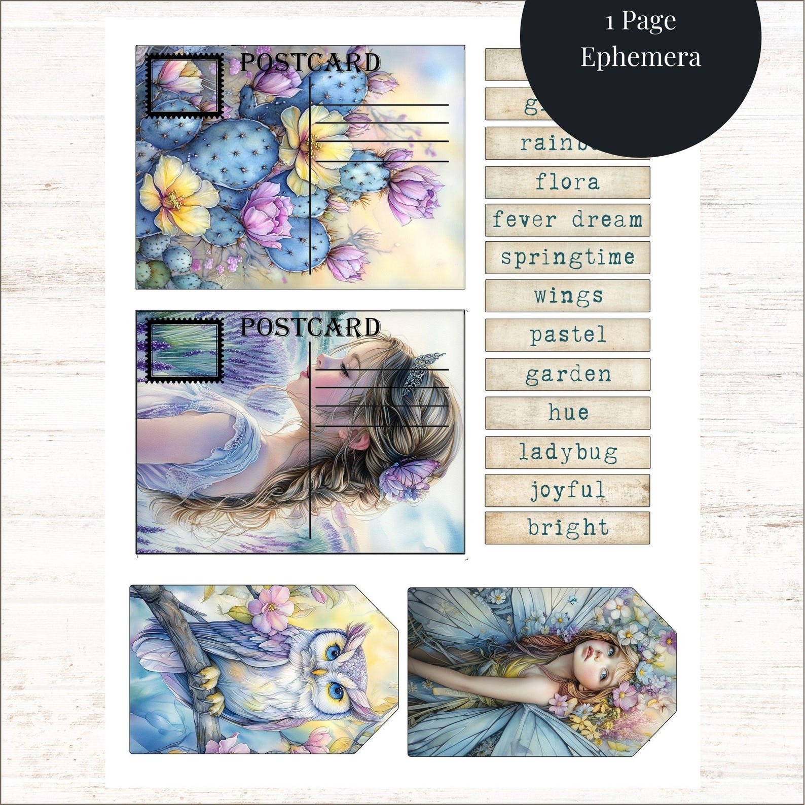 Bright Mini Printable Junk Journal Kit Whimsical Cheerful Spring Boho ...