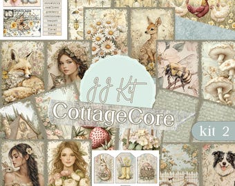 CottageCore Junk Journal Kit 2 Printable Countryside Journal Pages Meadow Digital Background Pages Spring PDF