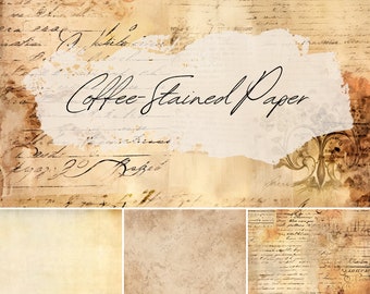Papel de diario basura teñido de café, imprimible digitalmente y descargable en PDF.