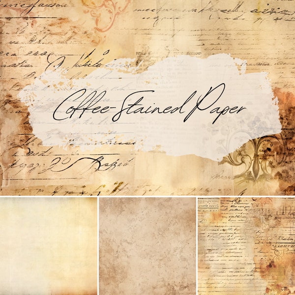 Coffee Dyed Junk Journal Paper Coffee Stained Digital Printable Downloadable PDF