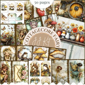 CottageCore Fairy Junk Journal Kit Pages imprimables de journal de fées à télécharger numériquement au format PDF