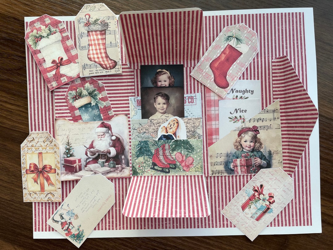 Christmas Junk Journal Mini Folio Kit Santa Pocket Folio Journal Kit ...