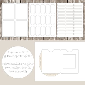 Plantilla de portaobjetos de muestra Plantilla de sobre de muestra Plantilla de revista científica de basura Descarga en PDF Scrapbooking imprimible