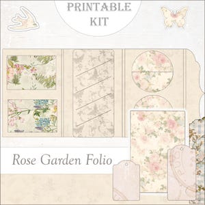 Rose Garden Junk Journal Folio Shabby Chic Junk Journal Printable Digital PDF Download