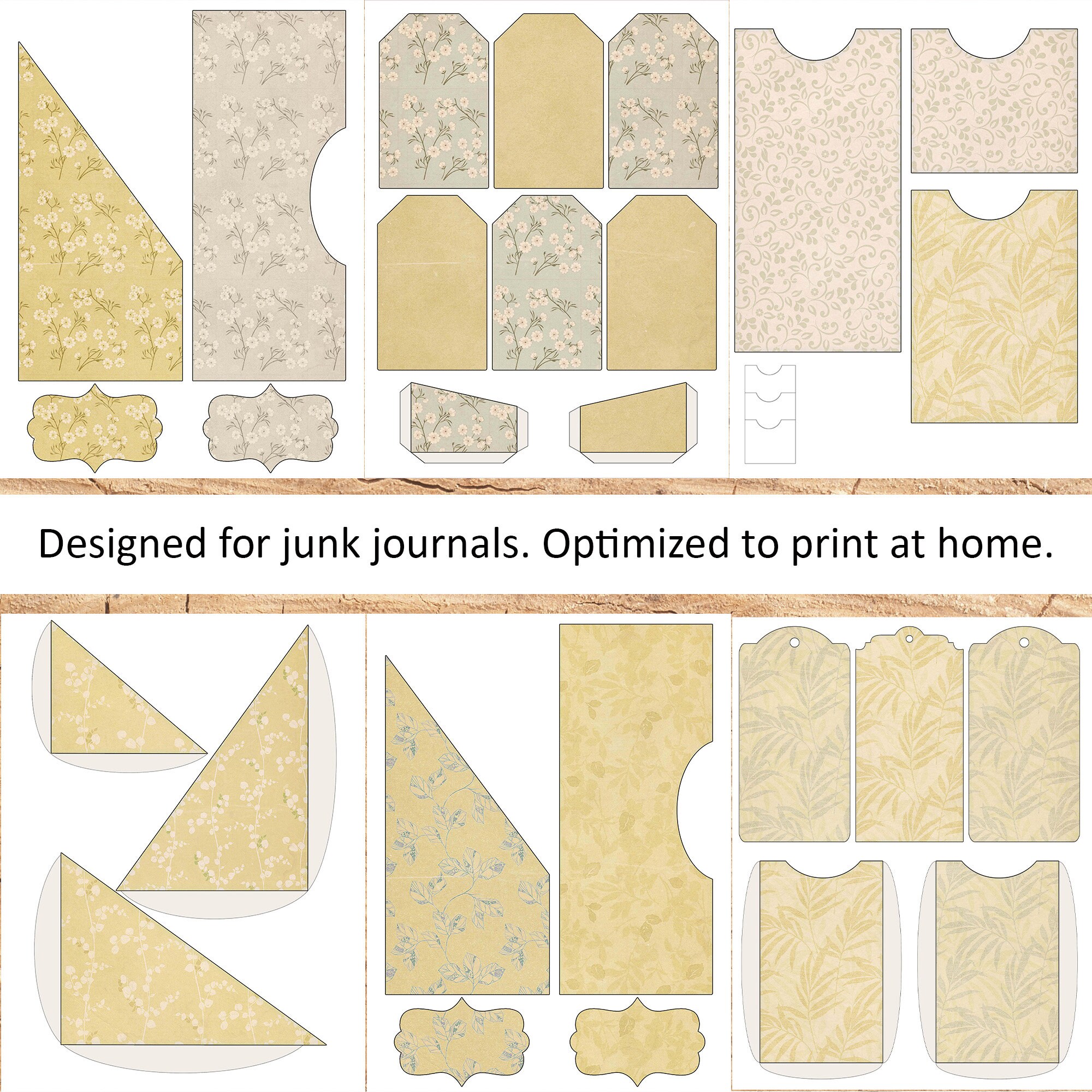 Junk Journal Kit Yellow, Vintage Yellow & Beige Junk Journal Bundle ...