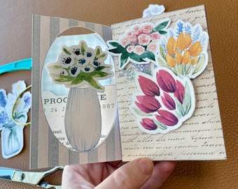 Flower Shop Junk Journal Florist Mini Folio Digital Junk Journal Kit Vintage Small Folio Printable