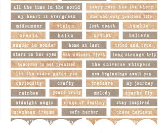 Neutral Junk Journal Word Strips Word Sentiments Labels Inspirational Positive Text Quotes Sayings Printable PDF Download