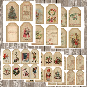 junk journal christmas tags vintage shabby chic christmas ephemera