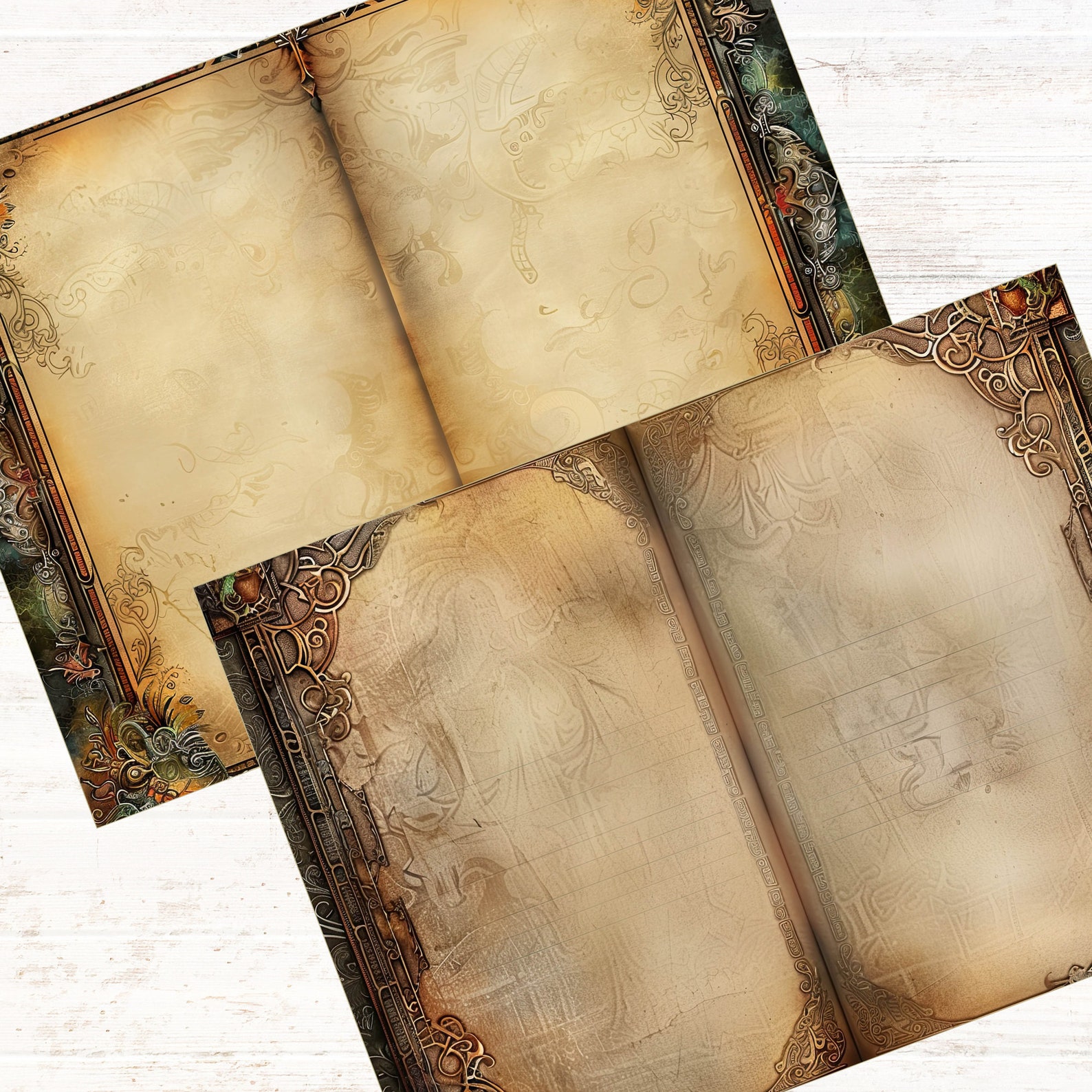 Magical Fantasy Antique Junk Journal Kit Digital Pages Grunge Old Paper ...