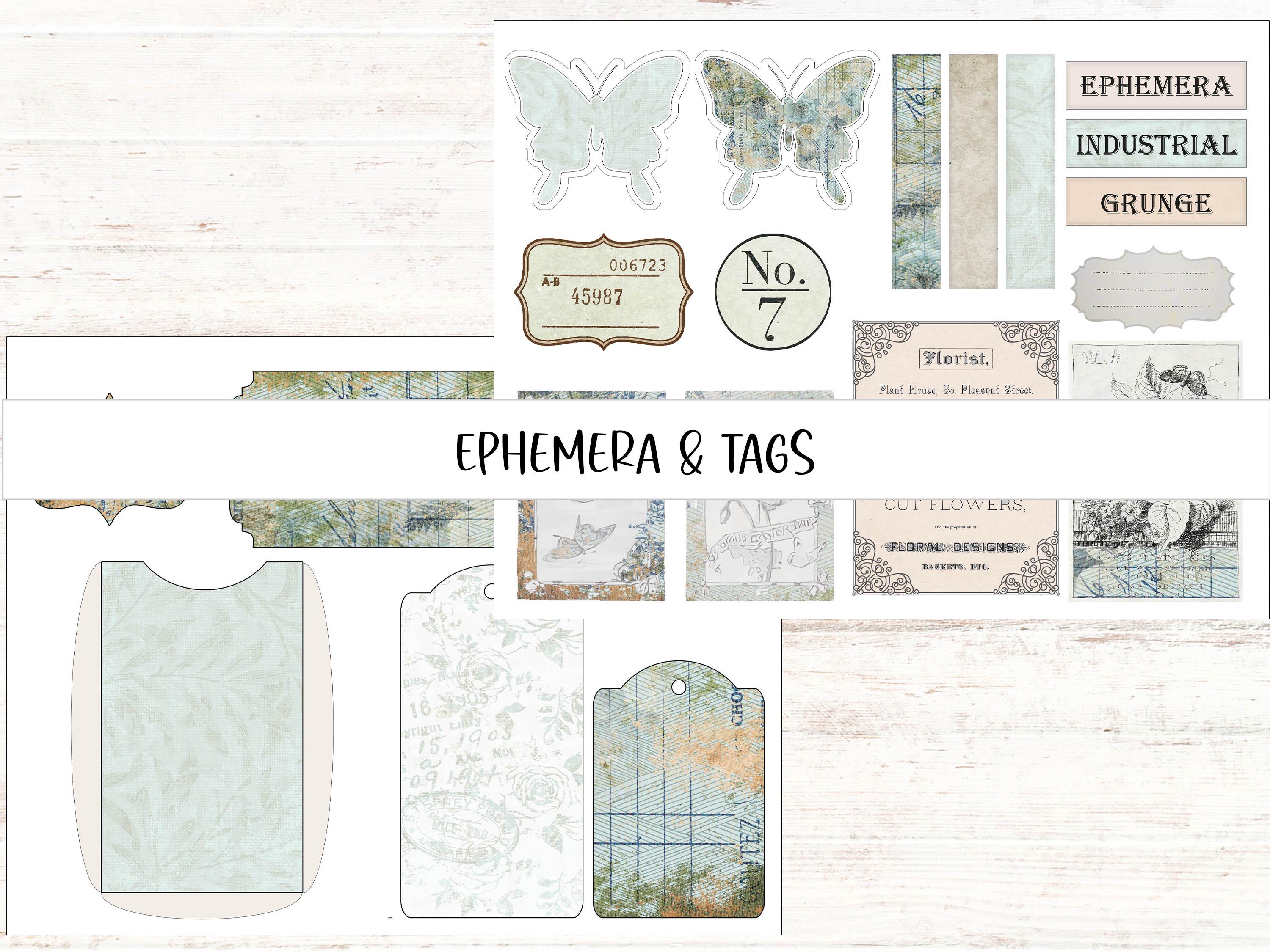 Grungy Blue Folio Junk Journal Kit Industrial Shabby Chic Ephemera ...