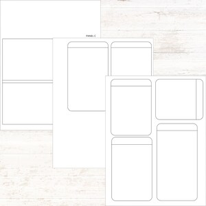 K&ouml;nnte beinhalten: Eine druckbare Planerseite mit einem leeren Rasterlayout. Die Seite ist in Abschnitte unterteilt, die mit "Panel C" gekennzeichnet sind.
