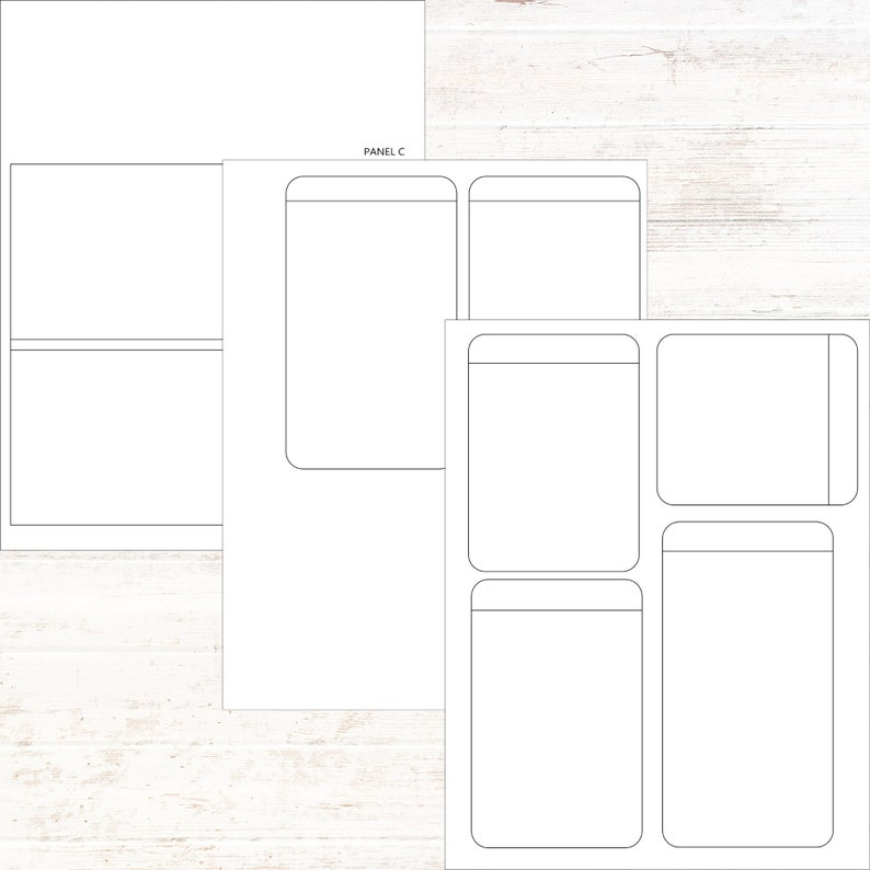 K&ouml;nnte beinhalten: Eine druckbare Planerseite mit einem leeren Rasterlayout. Die Seite ist in Abschnitte unterteilt, die mit "Panel C" gekennzeichnet sind.