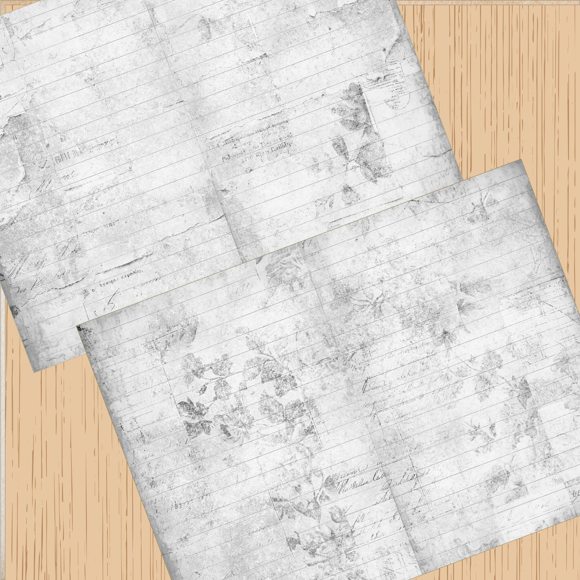 Black & White Junk Journal Paper, Black and White Shabby Chic Junk ...