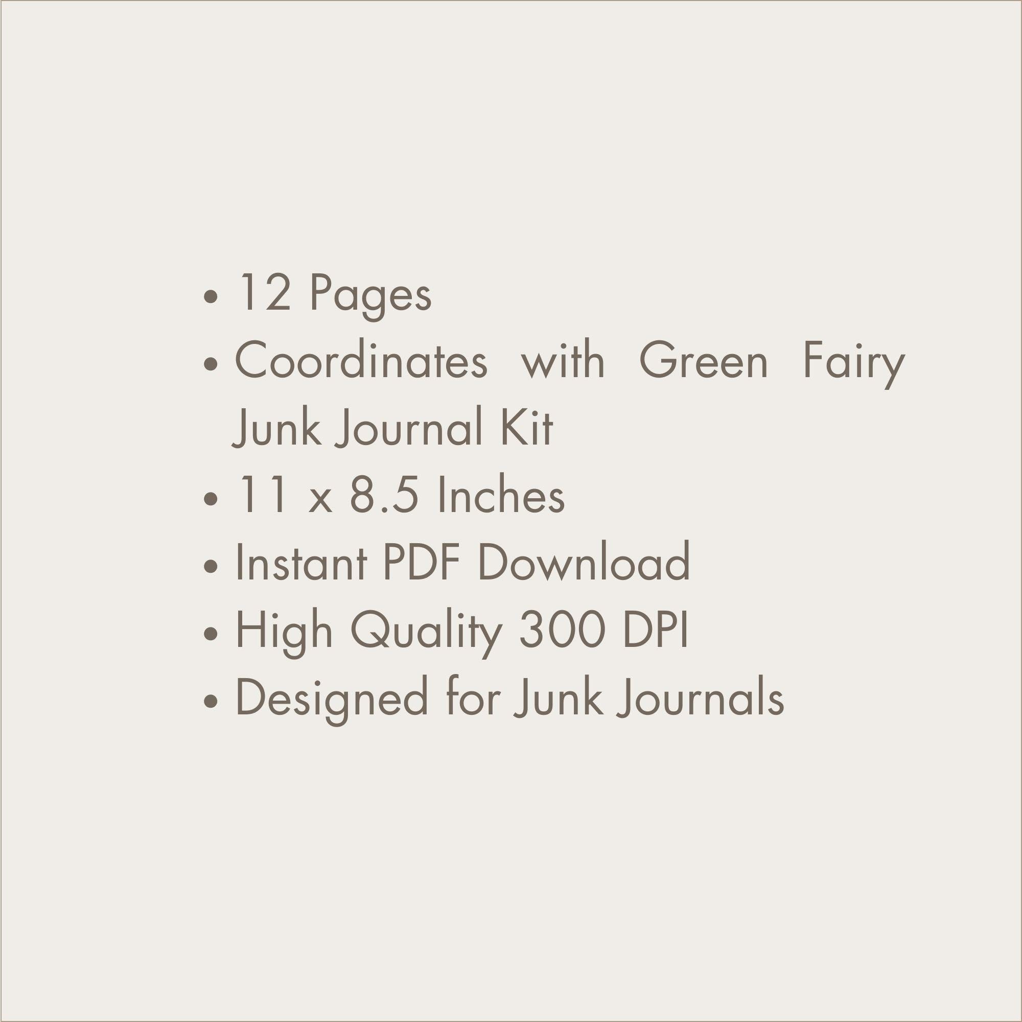 Printable Green Fairy Junk Journal Add on Kit Forest Fairy Ephemera ...