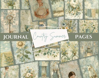 Cottagecore Printable Junk Journal Kit Rustic Journal Papers Country Pastoral PDF Download