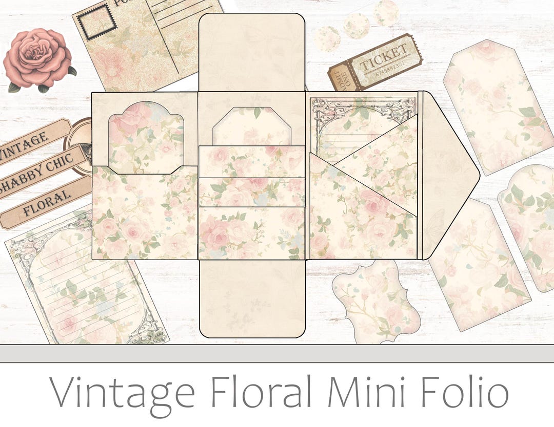 Vintage Rose Mini Folio Kit Floral Victorian Garden Junk Journal Kit ...