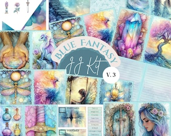 Printable Fantasy Junk Journal Kit Fairytale Digital Journal Pages PDF Download Version 3