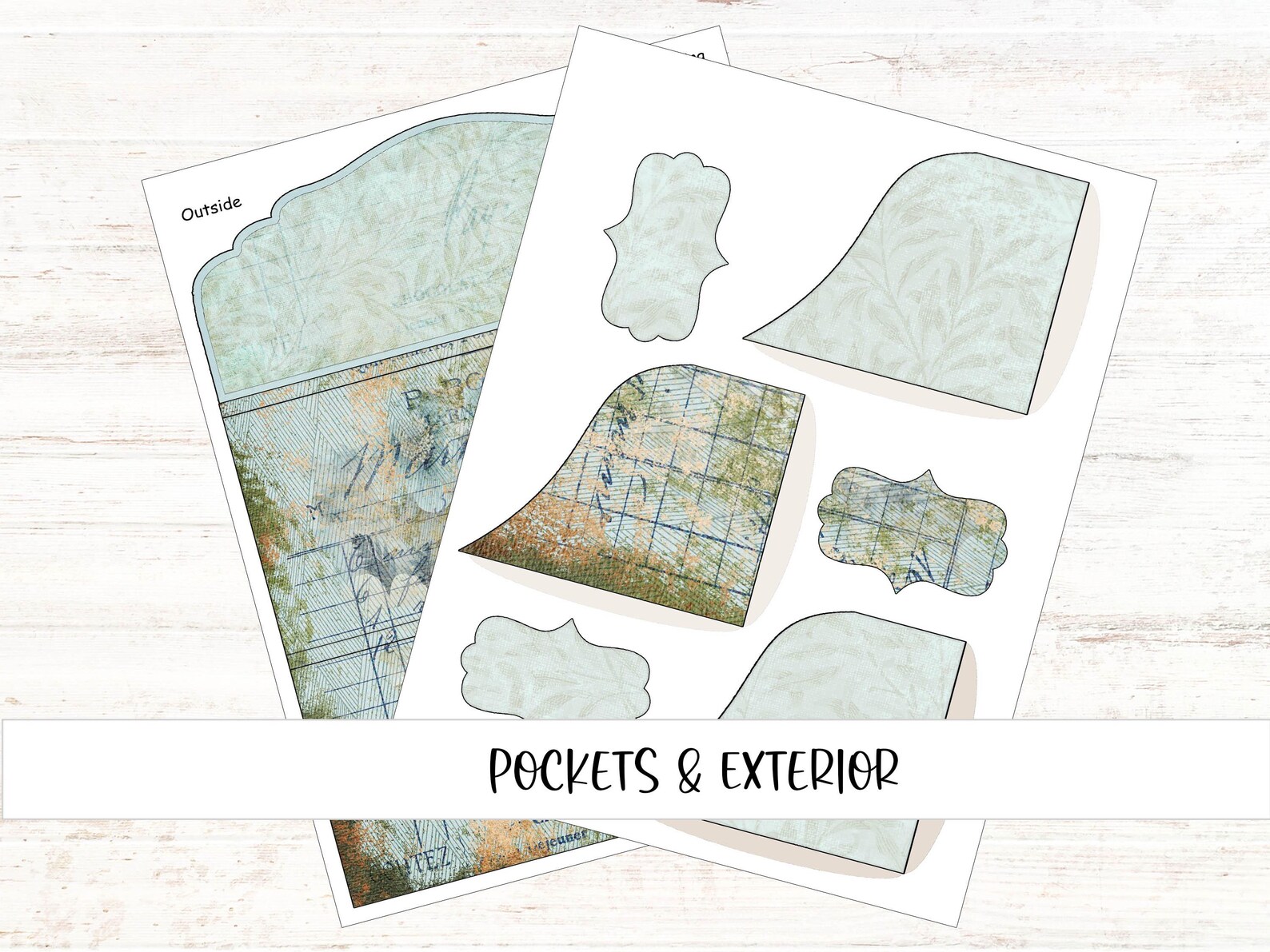 Grungy Blue Folio Junk Journal Kit Industrial Shabby Chic Ephemera ...