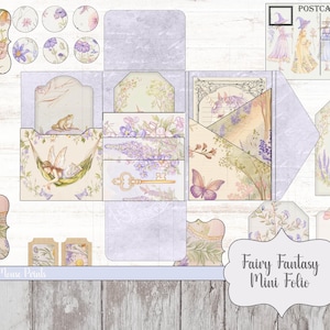 Fantasy Fairytale Mini Folio Kit Junk Journal Kit Fairy Castle Unicorn Wizard Magical Whimsical Mystical Printable Digital PDF Download