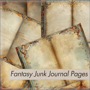Magical Fantasy antieke junk Journal Kit Digitale pagina's Grunge oud papier Achtergronden Afdrukbare pagina's, digitale pagina's afdrukbare pdf-download