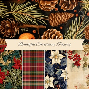 Christmas Digital Paper Christmas Junk Journal Background Paper