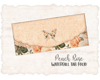 Peach Rose Waterfall Folio Printable Vintage Floral Digital Orange Flower Junk Journal Kit Vintage with Ephemera PDF Download