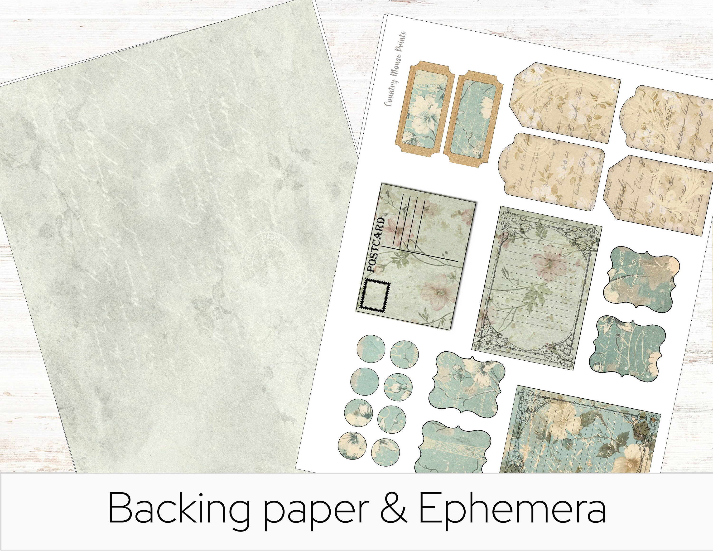 Green & Beige Mini Folio - Printable Junk Journal Kit - Shabby Chic ...