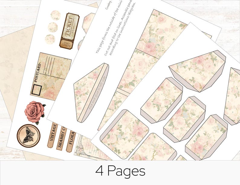 Vintage Rose Mini Folio Kit Floral Victorian Garden Junk Journal Kit ...