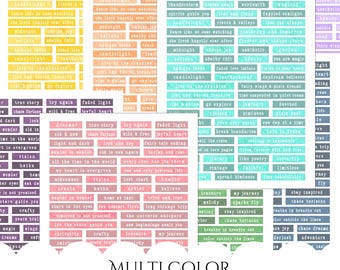 Colored Junk Journal Word Strips Rainbow Colors Quotes Sentiments Word Labels Text Sayings Printable PDF Download