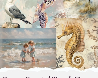 Ocean Junk Journal Paper, Beach Junk Journal Pages, Sea Background Digital Printable PDF Download
