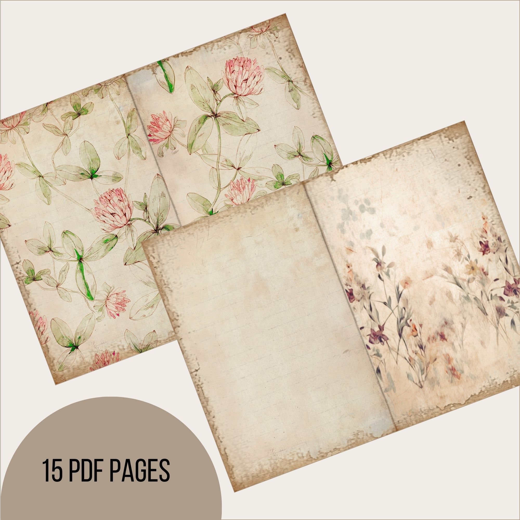 Wildflower Floral Junk Journal Lined Pages - Flower Horizonal Journal ...