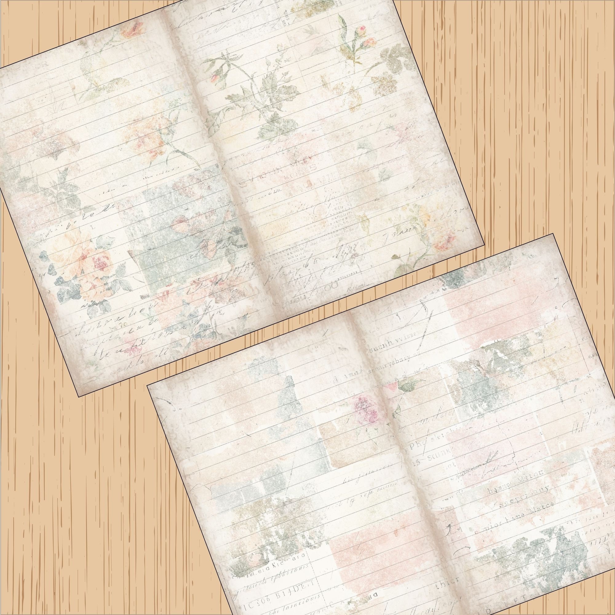 Shabby Chic Vintage Floral Junk Journal Signature Pages Background ...