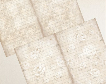 ジャンクジャーナル 雑記帳*。・+sweet antique+・。* Brown Shabby Chic Junk Journal Background Paper, Junk